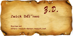 Zwick Dénes névjegykártya