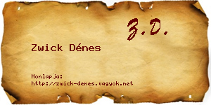 Zwick Dénes névjegykártya